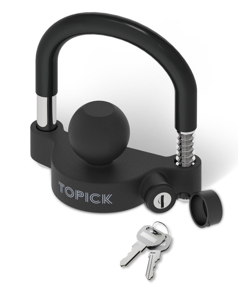 TOPICK Trailer Coupler Lock, Universal Ball Matt Black