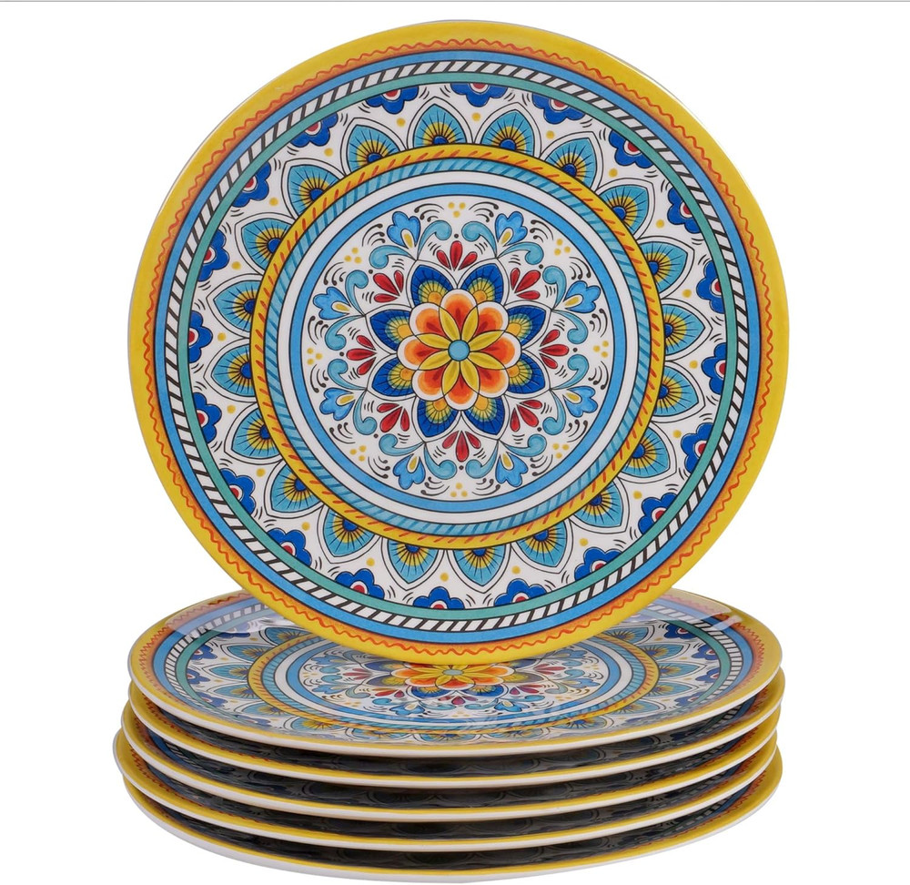 Portofino 12 Piece Melamine Dinnerware Set, Service for 4, Multi Colored