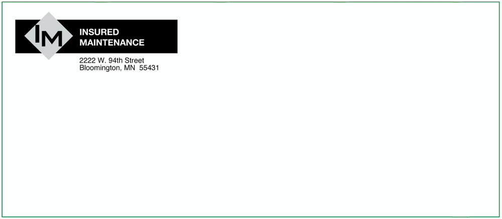 1,000 Printed Envelopes, Custom #10 White Regular, Black Ink, 1-side