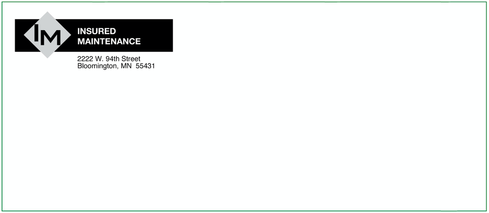 1,000 Printed Envelopes, Custom #10 White Regular, Black Ink, 1-side