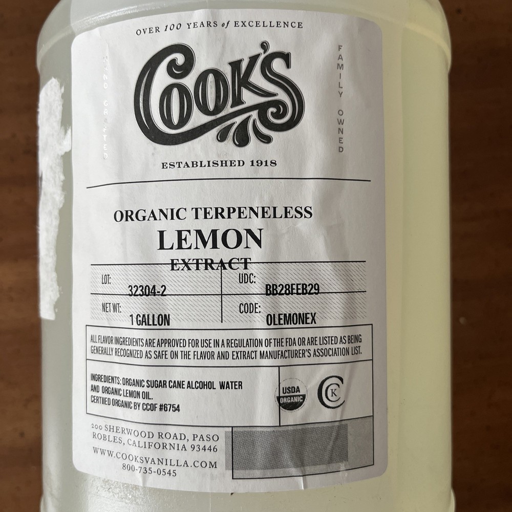 Lemon Extract ( Organic Terpeneless ) 1 GALLON