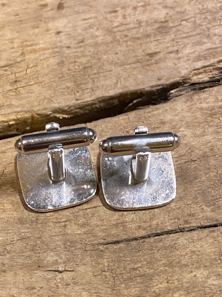 VINTAGE SILVER TONE SQUARE CUFFLINKS .75”