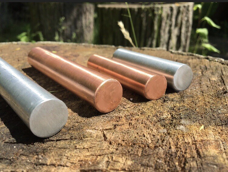 99.99% Pure Zinc & Copper Solid Pharaoh Rods • 2” x 5/8”