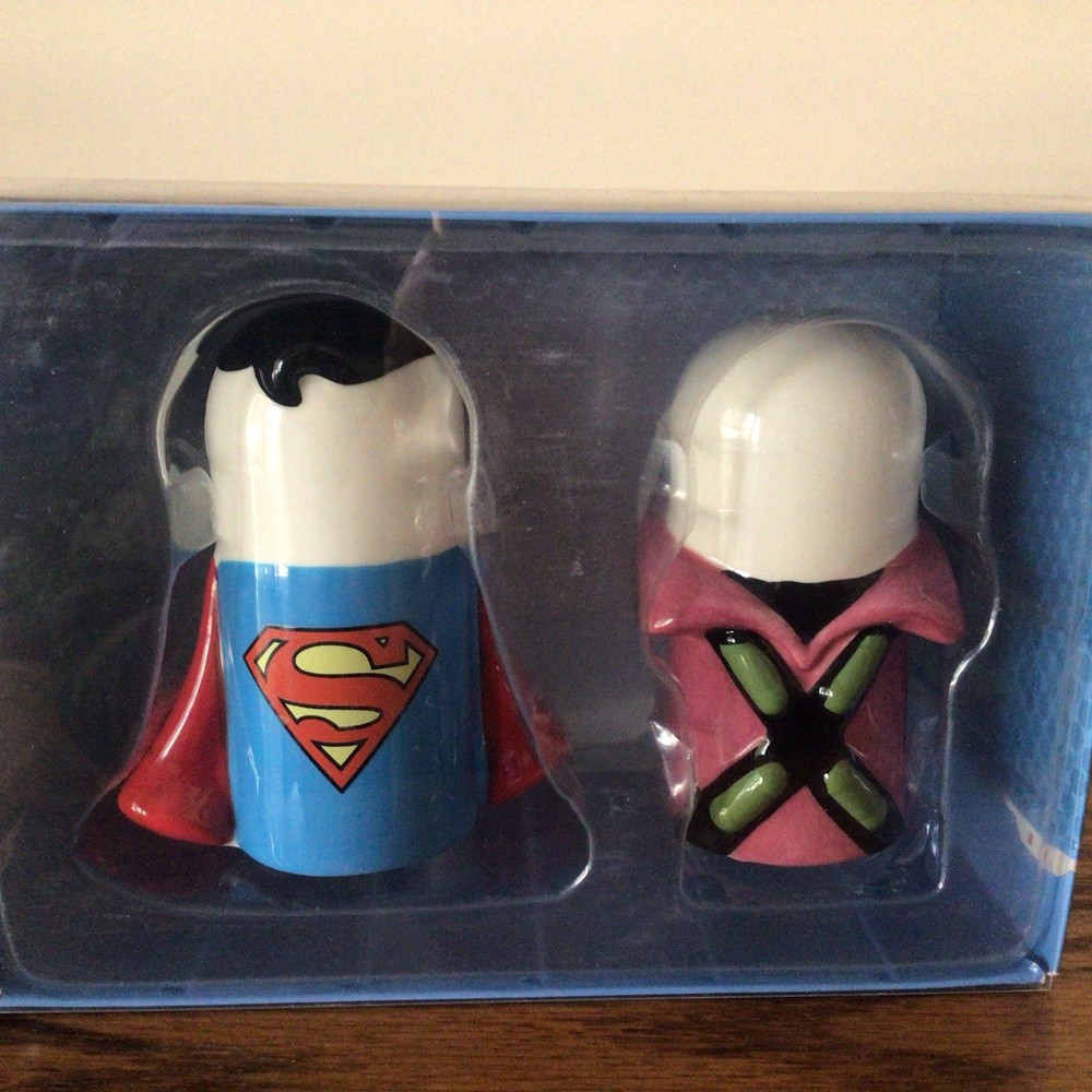DC Comics Stylized Superman vs Lex Luthor Salt & Pepper Shakers