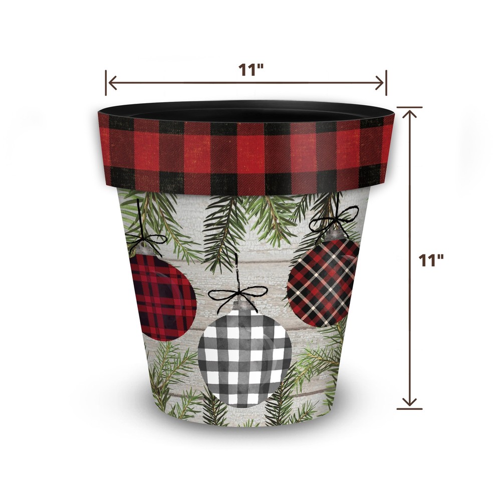 Briarwood Lane Christmas Patterned Ornaments Medium Planter 11" Diameter