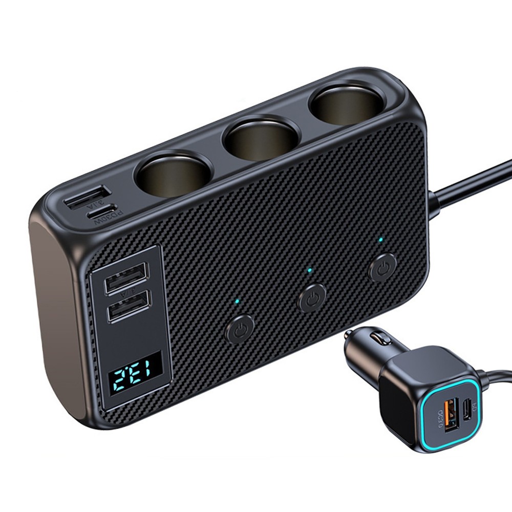 Car 12V Cigarette Lighter Socket Splitter USB-C Charger Power Adapter Outlet