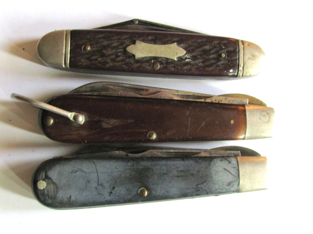 3 OLDER CAMILLUS POCKET KNIVES 2 LINEMAN VERSION