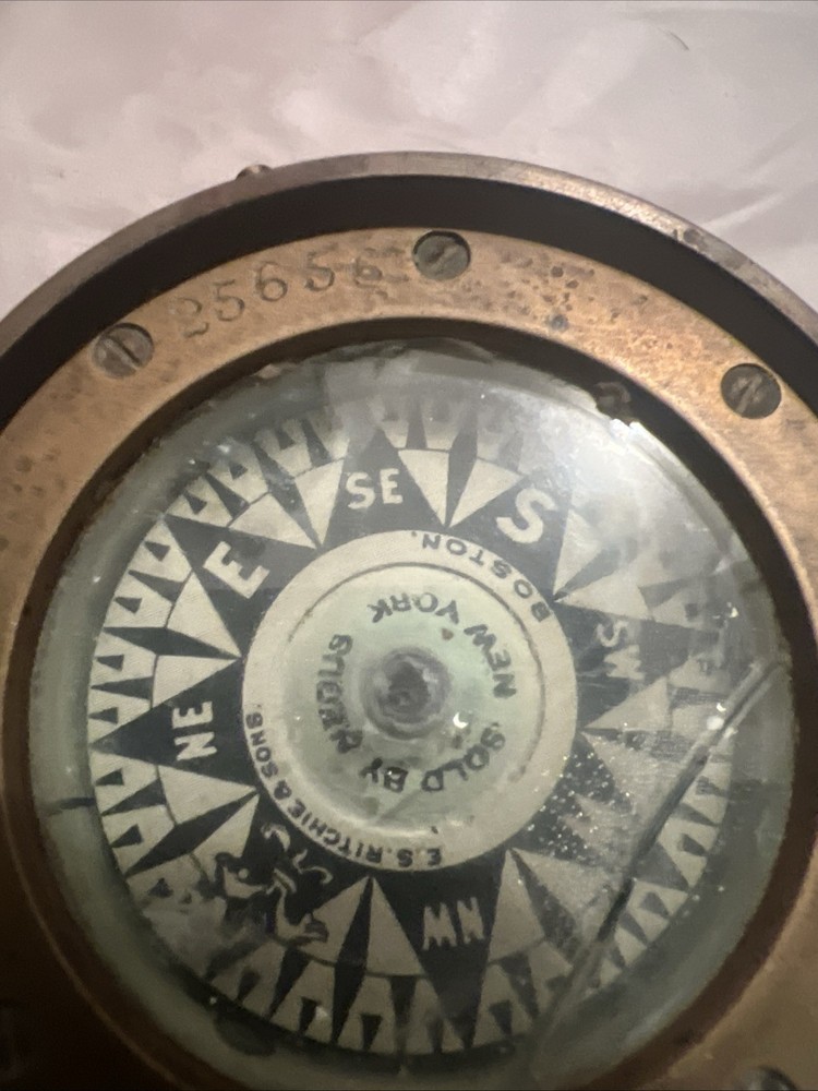 E.S. Ritchie & Sons Boston Nautical Box Ship Compass 1930s