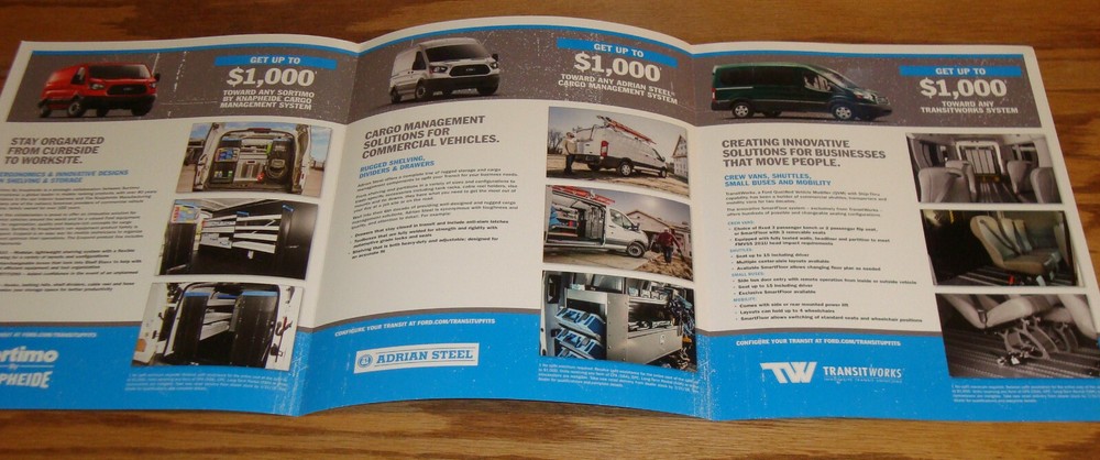 Original 2018 Ford Transit Interior Systems Foldout Sales Brochure 18