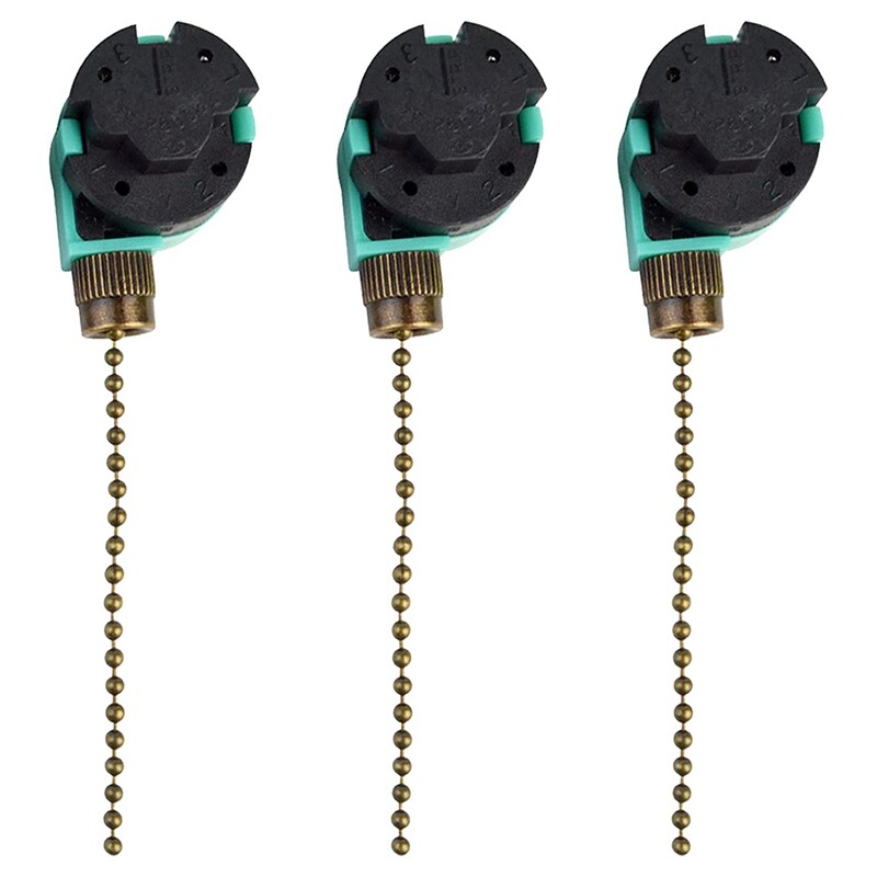 3 Pack Ceiling Fan Switch 3 Speed 4 Wire ZE-268S6 Fan Pull Chain Switch8457