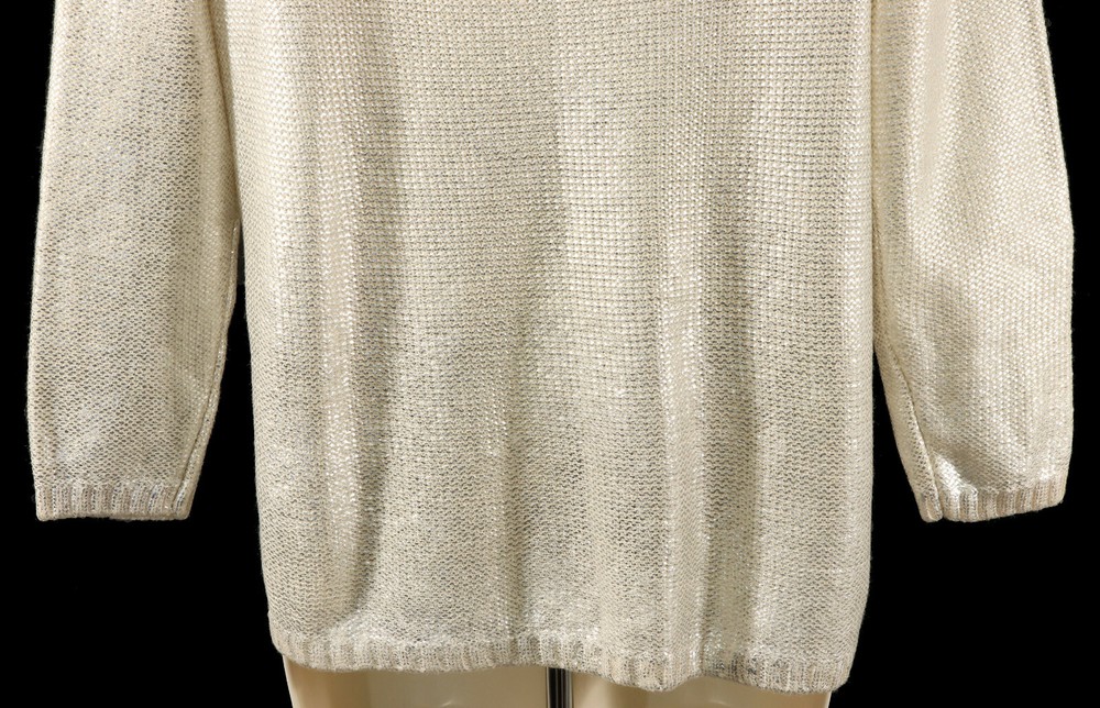 Charming Charlie Womens Rock Chic Sweater M Medium Metallic Silver Pullover NEW