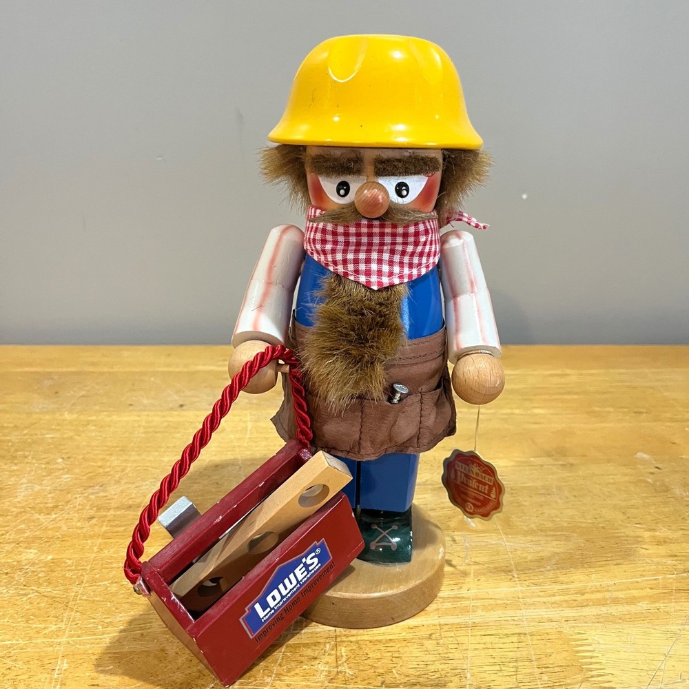 Steinbach Germany Construction Worker Nutcracker Lowes Tool Box Wood Figurine