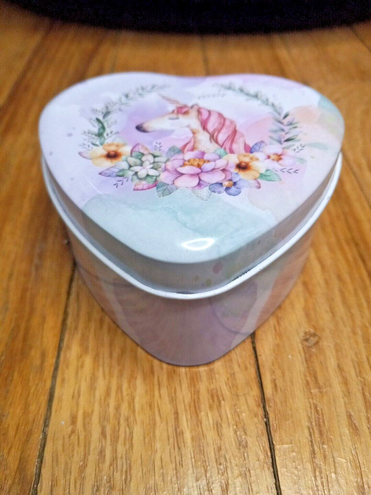 Unicorn Storage Tin Heart Shaped Small Decorative Unbranded Container
