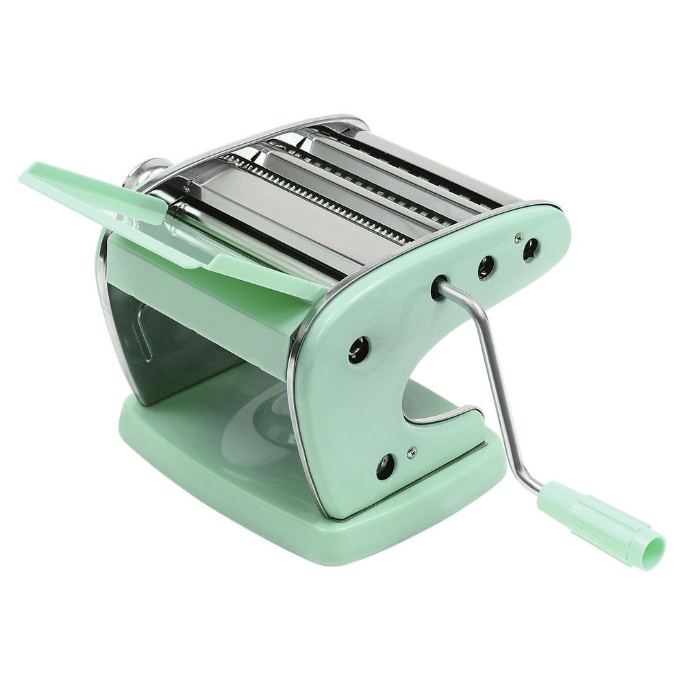 Green Manual Pasta Maker Machine W/ Adjustable Thickness Noodle Roller& Cutter
