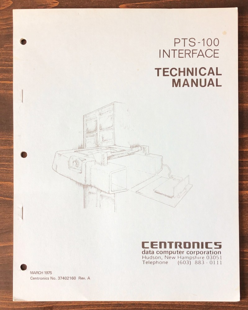 Centronics - PTS-100 Interface Technical Manual (1975)