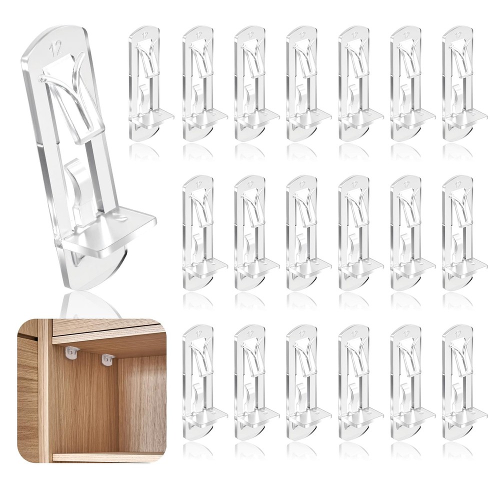 Plastic Locking Shelf Support Pegs 20 PCS 6mm Self-Locking Clear Bracket Pins