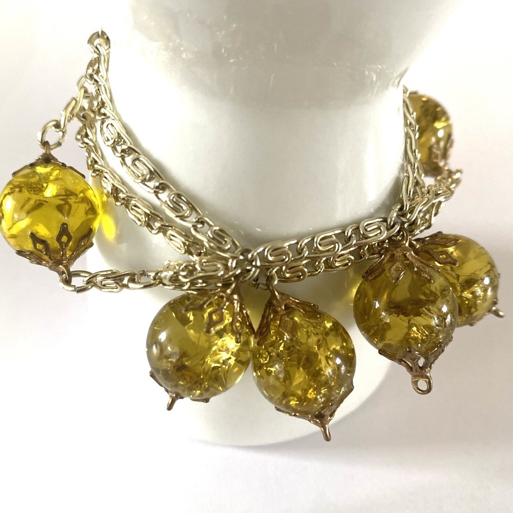 Unique Signed Germany Crackle Glass Bead Dangle Bracelet