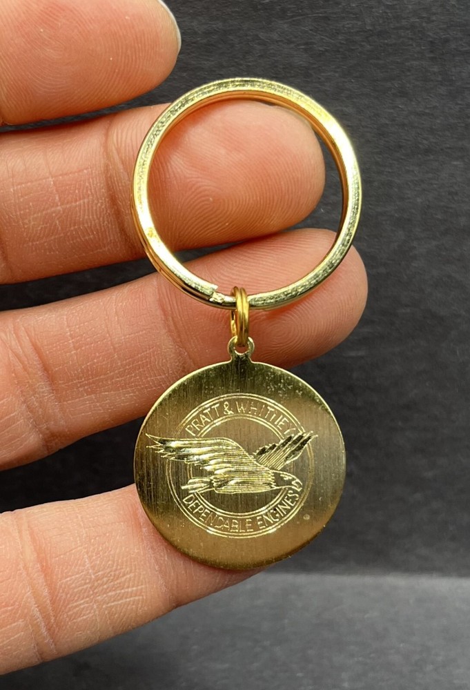 Vintage Pratt & Whitney Flying Eagle Dependable Engines Engraved Keychain