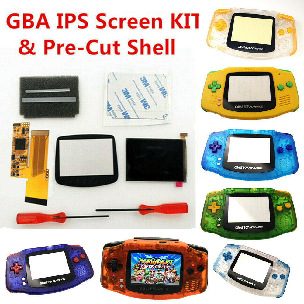 GBA V2 IPS Screen Backlight LCD Mod & GBA Pre-Cut Housing shell Case -NEW