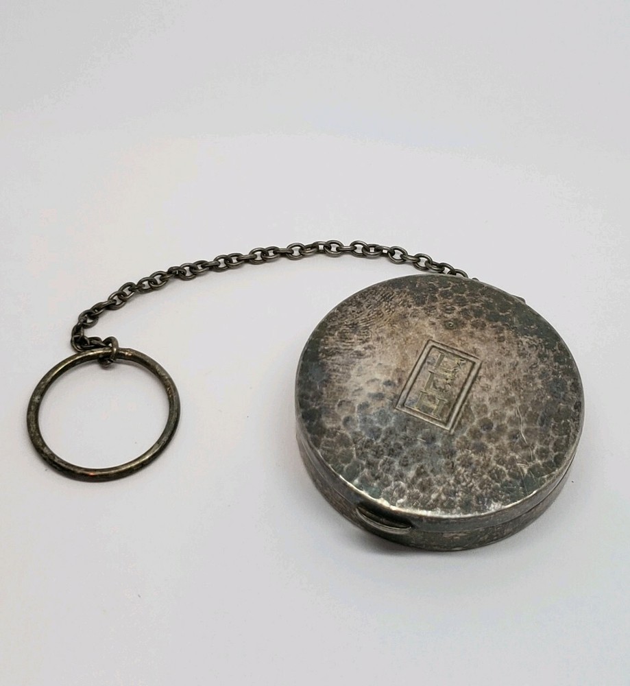 ANTIQUE STERLING SILVER MIRROR POWDER COMPACT BOX