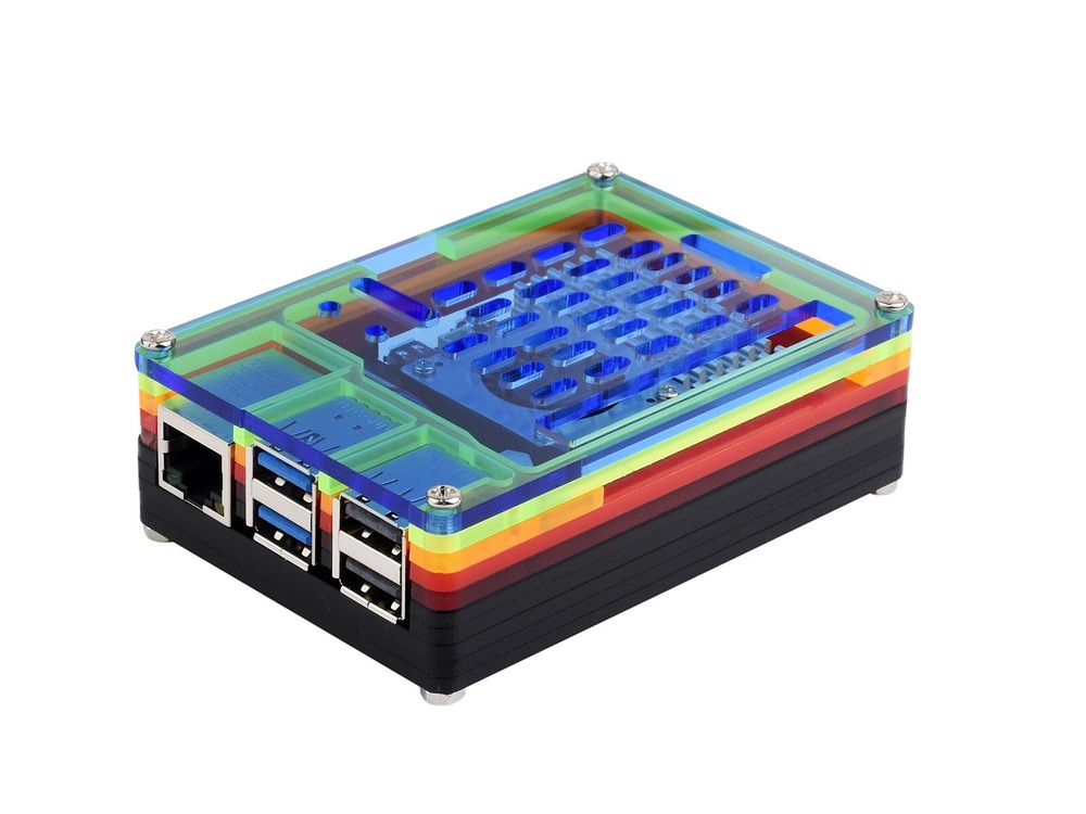 Waveshare Rainbow Acrylic Case For Raspberry Pi 5 Support Official Active Cooler