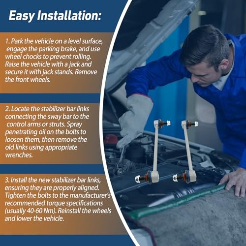 2Pcs Front Stabilizer Bar Link Sway Bar Links for Ford Focus 2000-2011 Replace#.