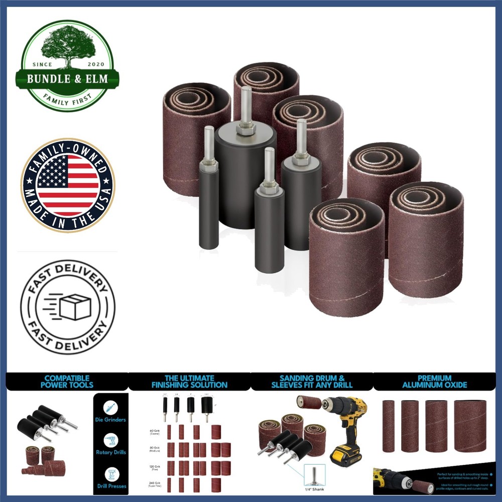 Spindle Sander Attachment with 28 Sanding Sleeves for Woodworking Projects
