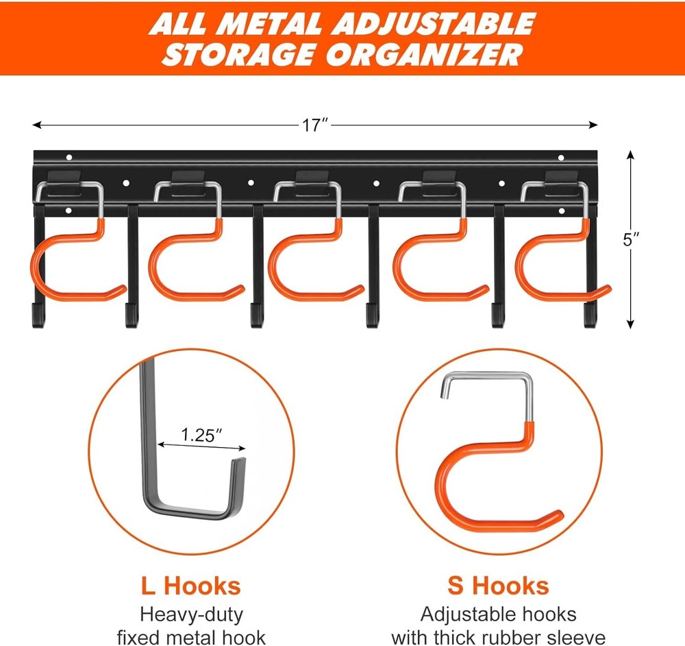 Adjustable 34'' Metal Tool Organizer - Effortless Wall-Mount Storage Solution