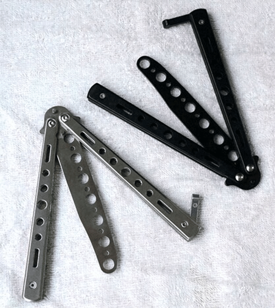 2Pack Butterfly Trainer Training Dull Tool Metal Knifes Practice Stainless BLACK