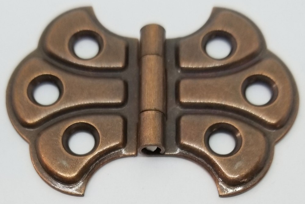 Antique Copper Plated Steel Shell Hinge wing butterfly vintage rustic small box