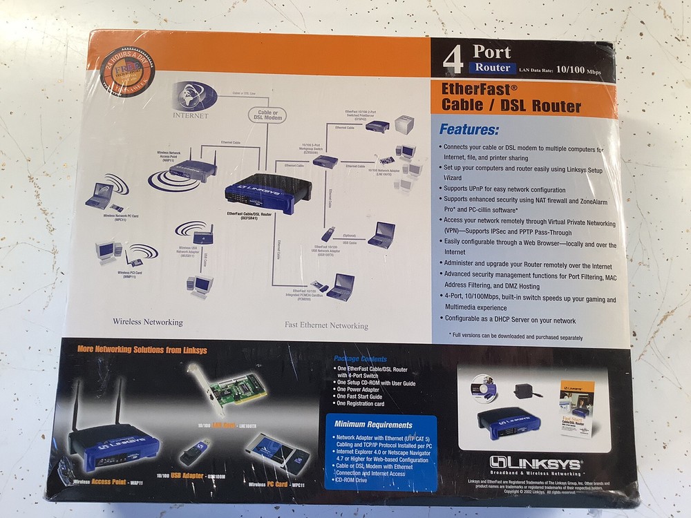 Linksys Etherfast Cable DSL 4 Port Nib Befsr41 Verv2
