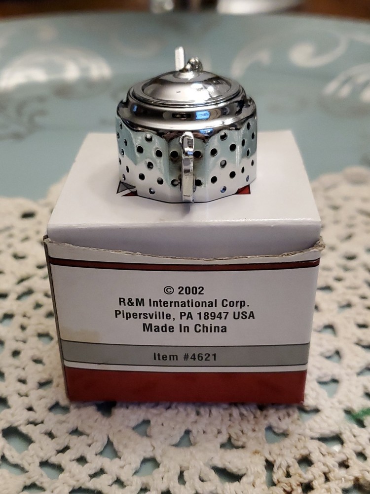 Mini Tea Pot Tea Infuser With Drip Catcher Chrome Plated Brass In Box