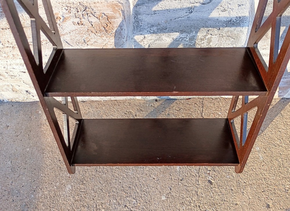 Vintage Mid-century Three Tier Scroll Cut Mahogany Chippendale Style Wall...