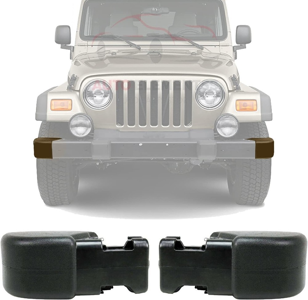 Front Bumper End Caps Set For 1997-2006 Jeep Wrangler Direct Replacement