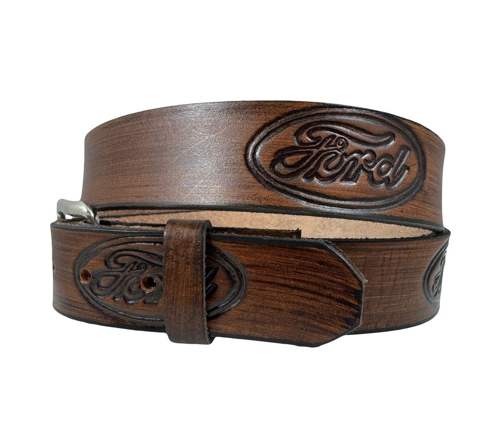 Handmade Ford Embossed Design Leather Belt Size 30-52