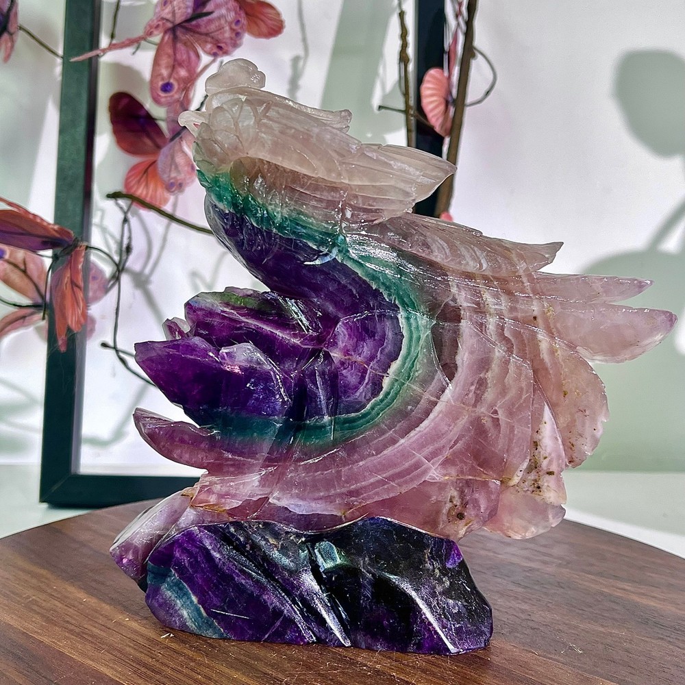 3.5LB Rare fluorite pattern hand carved jewelry