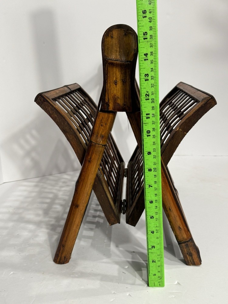 Bamboo Wood Folding Magazine Holder Rack