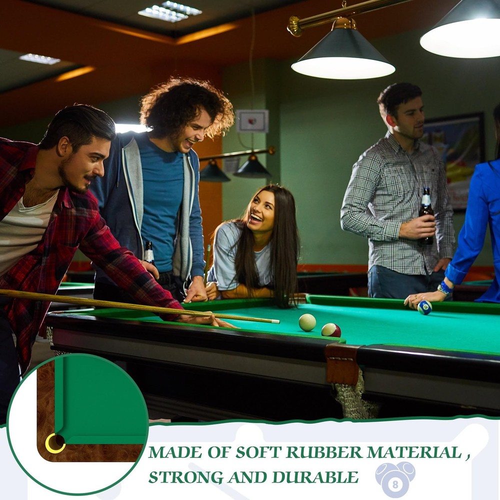 Complete Pool Table Replacement Felt with 6 Strips & Rubber Bumpers - Green