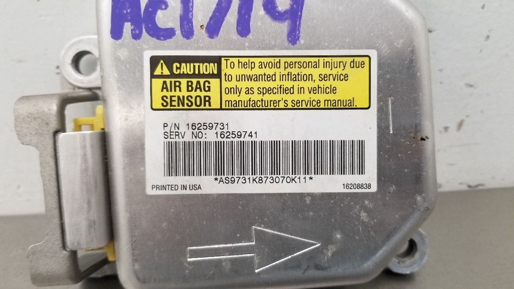 98 CHEVY CORVETTE C5 SRS CONTROL MODULE 16208838