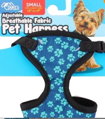 Small Adjustable Pet Breathable Fabric Harness Assorted Patterns Chest Size 13"