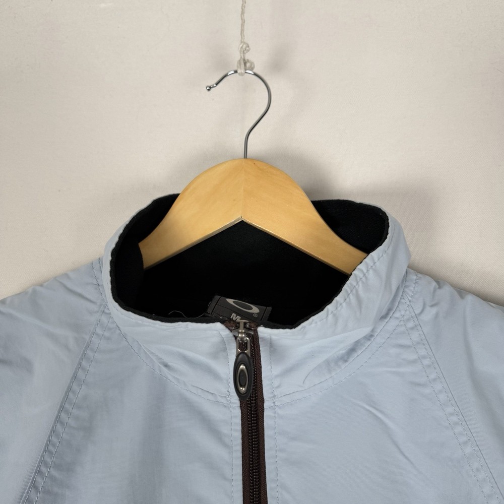 Oakley Software Jacket Windbreaker Brown Blue Zip Pockets Medium Oversized Y2K