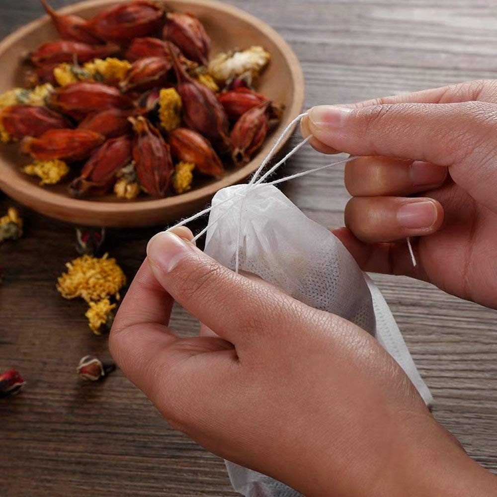 Disposable Drawstring Tea infusers Tea Filter Bags for Loose Tea Herbs 100Pcs...
