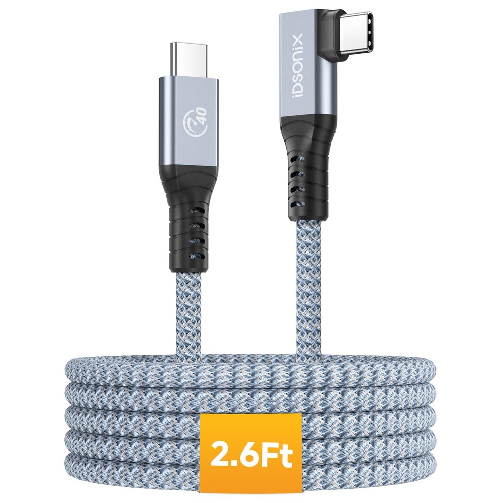 2.6FT USB C Cable 40Gbps Data Single 8K Dual 4K Display PD 100W LShaped