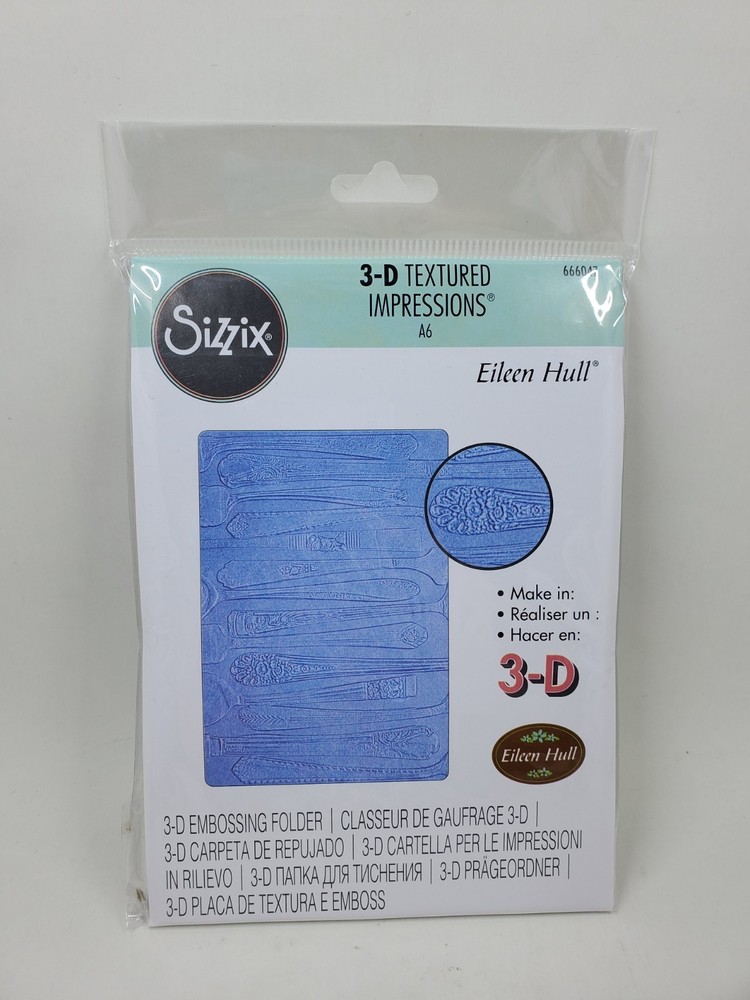 SI1 Sizzix 3D Textured Impressions A6 Embossing Folder Silverware 666047