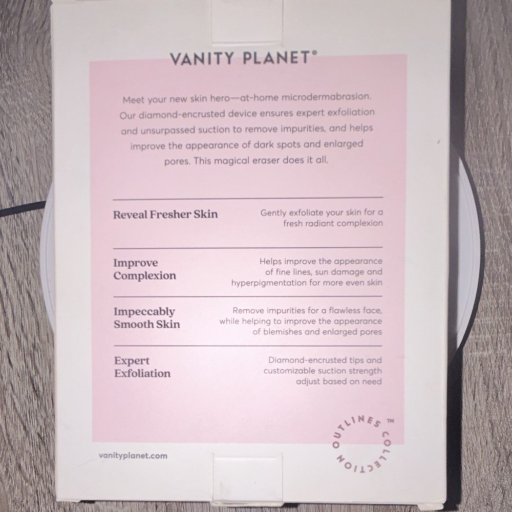 Vanity Planet Microderm Wand Diamond Microdermabrasion Customizable Suction Whi…