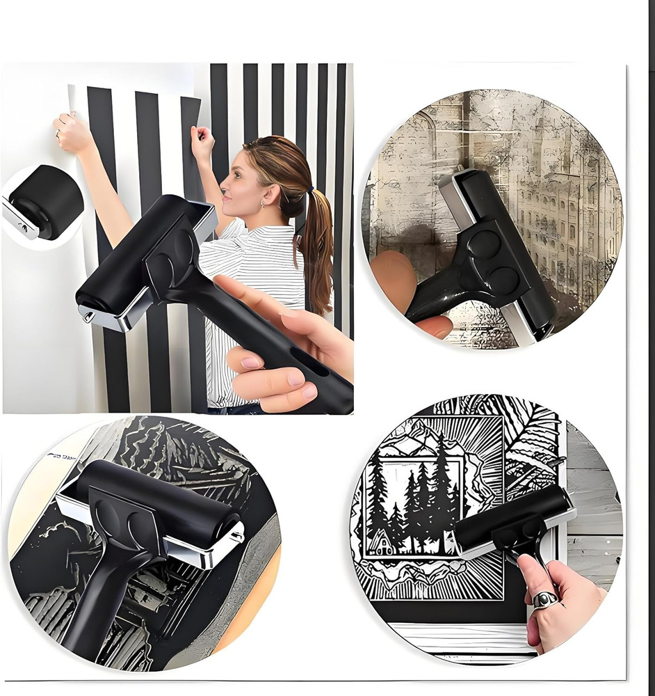 2 Pack Brayer Rollers, Professional Rubber Art Rollers with Comfortable Hand ...