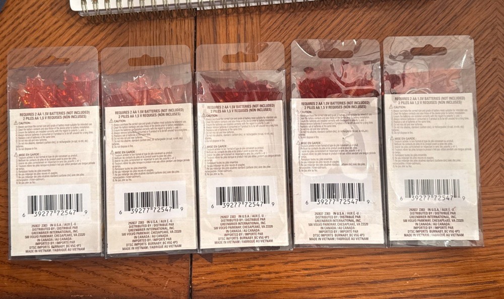 5 Packs of Autumn Fall Maple Leaf LED String Lights 10 lights 3 Ft.