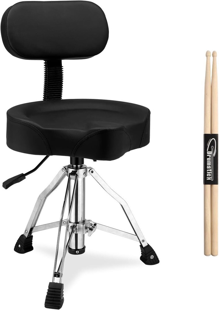 Drum Throne w/Backrest, Oversized Motorcycle Shape Seat Height Adjustable Stool