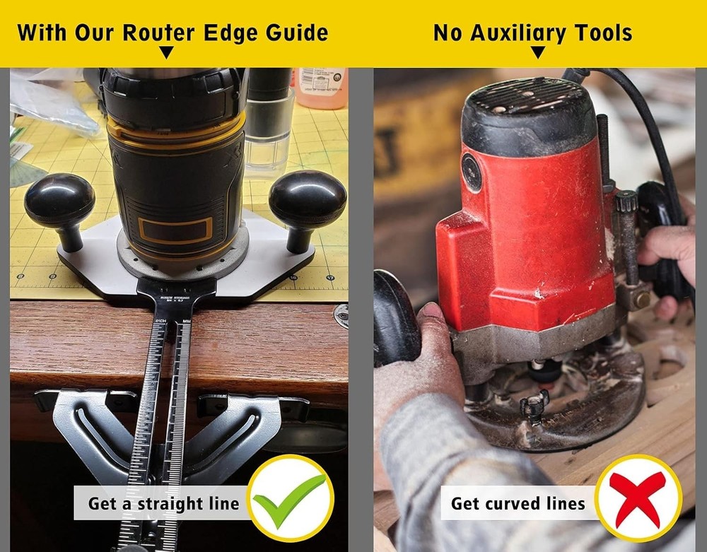 Durable Straight Edge Router Guide for Fixed Base Compact Router - 10" Long