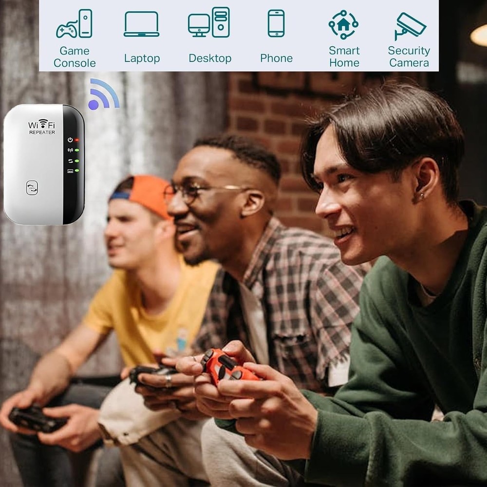 Seamless Long Range WiFi Extender With Ethernet Port - Secure & Fast Connection